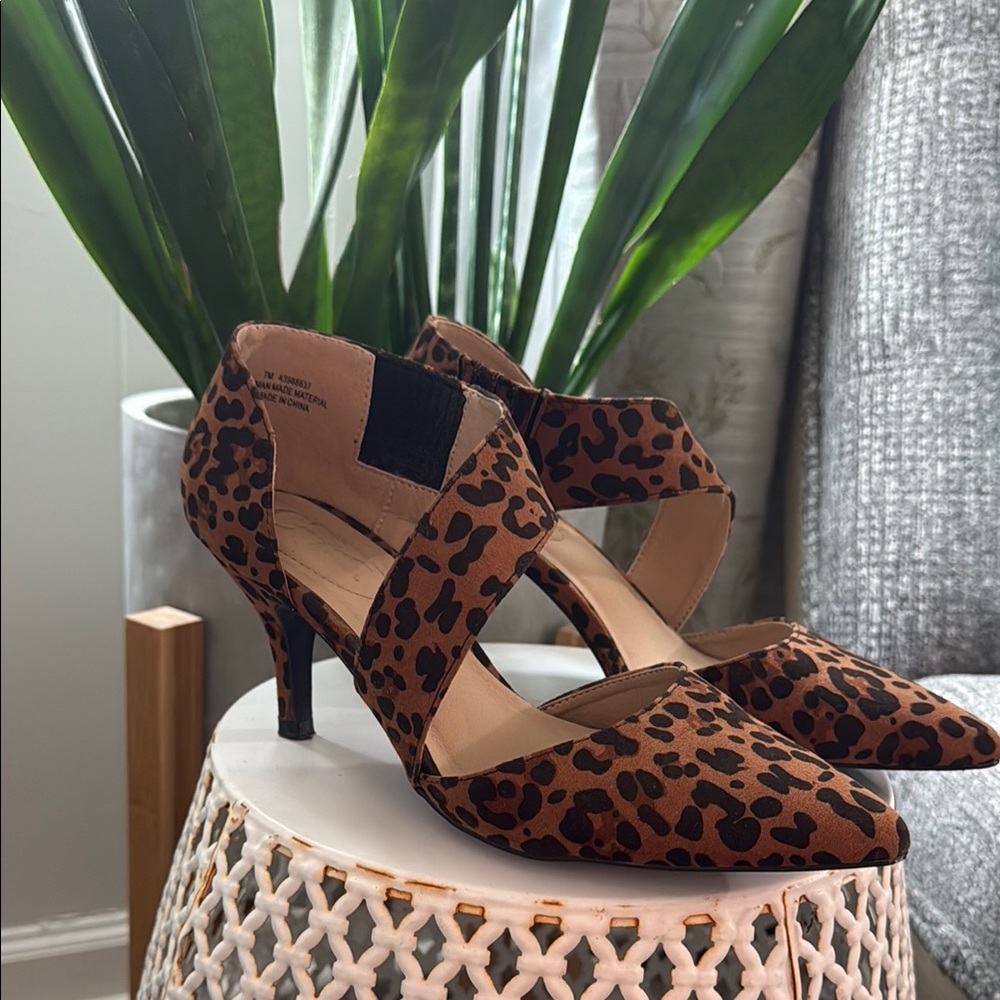 Cato Brown Leopard Print Heels with Straps